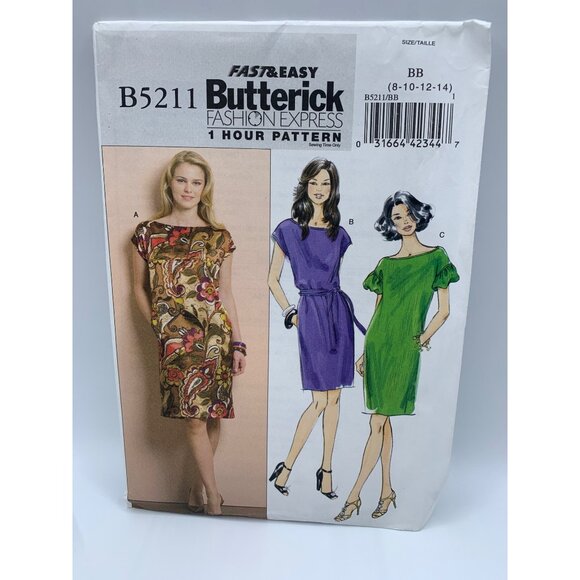 Butterick Misses Dress Sewing Pattern Sz 8-14 B5211 - uncut - Picture 1 of 3
